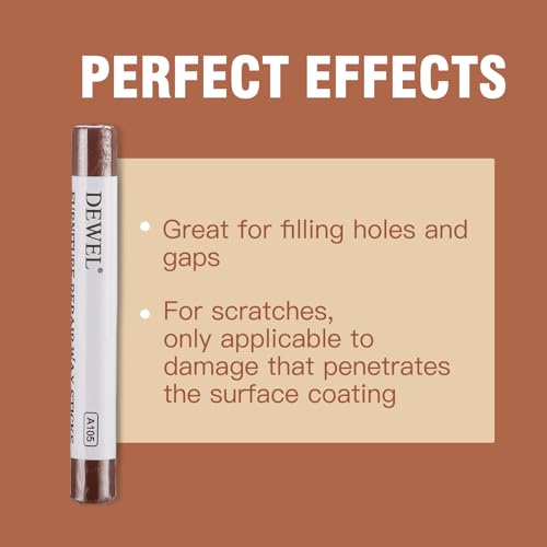 DEWEL Furniture Repair Crayon, 6 Colors Wood Filler Sticks, Wood Scratch Repair Wax for Filling Scratches, Cracks, Holes, Dents, Scuffs, Dings - A Simple and Convenient Wooden Repair Solution - color: 6 Colors Wax Sticks
