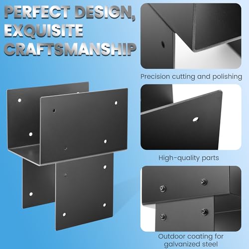 2 Pack 6x6 (Actual 5.5"x5.5") Metal Steel Post Cap Tie Brackets, Heavy Duty Pergola Bracket & Post to Beam Connector for Gazebo, Deck, Patio - size: 6in-2P