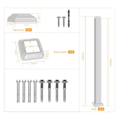 47in Deck Railing Post with Screws - color: White-1, size: 47in Post for Stair Railing