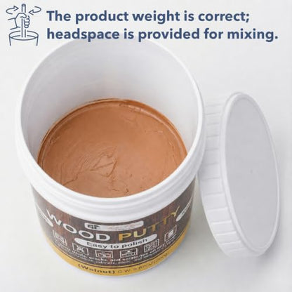 Bates- Wood Filler Putty Repair Kit, 9.87 Ounce, 2 Scrapers, 2 Sandpapers, Walnut Wood Putty Filler Paintable & Stainable for Cracks, Holes and Defects in Wooden Furniture - color: Walnut