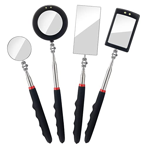 4PCS Telescoping Inspection Mirror LED Lighted Inspection Mirror