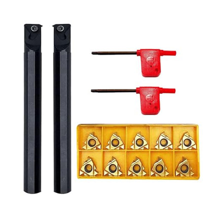 Threading Carbide Inserts 16IR 16ER AG60 with Threading Tool Holder for Steel - color: 2pcs threading boring bar + 16ER/IR