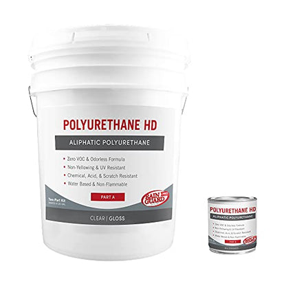 Rain Guard Water Sealers PU-1403 Polyurethane HD IsoFree 2-Part Gloss Finish Ready to USE Covering up to 1200 Sq. Ft on New and Older Surfaces. 4 Gallon Kit A and B - Masonry Sealer, Wood Sealer - color: Clear Gloss, size: 4 Gallon (1200 Sq. Ft.)