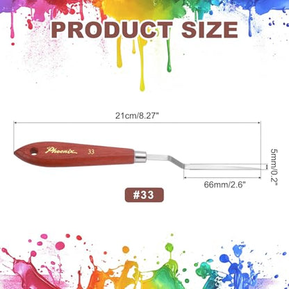 MECCANIXITY Pack of 1 Palette Knife No.33, 8.3" Long Palette Knives with Stainless Steel Flexible Spatula Pallet Knife and Wood Handle for Scraping, Mixing, Oil Acrylic Painting Canvas - style: No.33