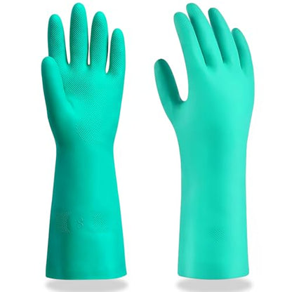 15 Mil Chemical Resistant Nitrile Gloves, Latex free Durable Cleaning Gloves, Resist Acid, Alkali, Solvent and Oil - color: 1 Pair-green, size: Small