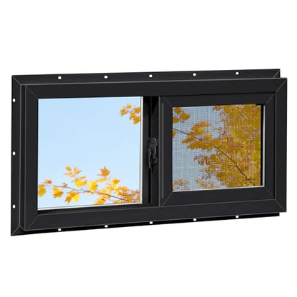 Vinyl Basement Window, Bathroom Sliding Window 32" x 18" Black - size: 32x18 IN