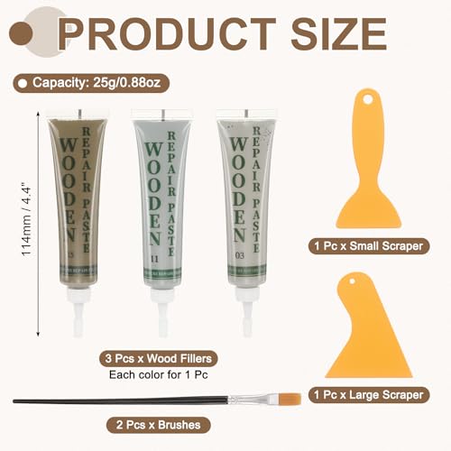 uxcell Wood Repair Kit 3 Color 0.88oz Wood Fillers Furniture Repair Kit - color: French Grey, Light Grey, Grey Oak