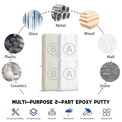 Epoxy Putty - 400g Fast Repair White AB Epoxy Clay, High Strength 2 Part Filler Fix Leaks, Cracks, Filling, Multi-Purpose Sculpt Clay for Metal, Ceramics, Plastic, Wood, Tile, Concrete - color: 400g White
