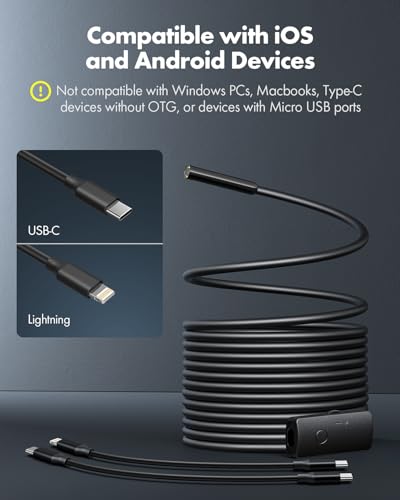 Anykit Endoscope Camera with Light, 1920P HD Borescope - size: 16.5FT