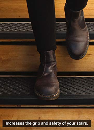FINEHOUS Rubber Stair Treads Non-Slip Outdoor 42”x10” (5-Pack) – Anti-Slip Step Mat with Nosing - size: 42" X 10"