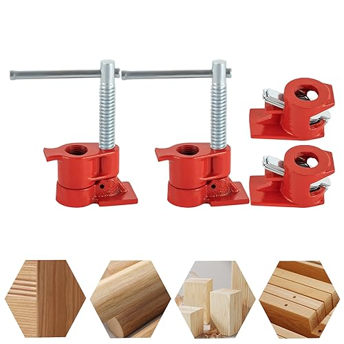 Heavy Duty Pipe Clamp Jaw,Wood Gluing Pipe Clamp Set,1/2 Inch Fixture Set,Professional Woodworking Tool Kit,Ergonomic Adjustable Handle,Use for Metalworking,Woodworking and Frame Assembly(2 Pack)