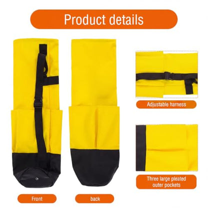 36 Inches Heavy Duty Lath Bag, 3 Pockets - color: Black and Yellow, size: 8" X 33.5"
