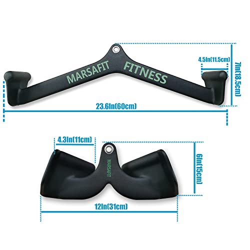 MARSAFIT Home Gym Fitness Rowing T-bar V-bar Pulley Cable Machine Attachment, Bicep Curl Tricep LAT pulldown Bar Back Strength Training Handle Grips LAT Pull Down Bar for Seat Row Workout - style: BTBAR 19024