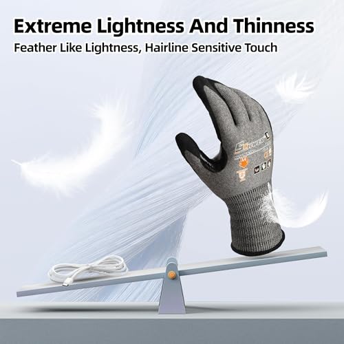 Schwer A4 AIR-SKIN Cut Resistant Work Gloves, Ultra Lightweight, AR5918, M - color: Gray, size: Medium