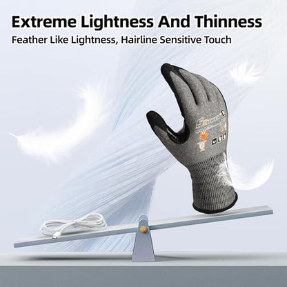 Schwer A4 AIR-SKIN Cut Resistant Work Gloves, Ultra Lightweight, AR5918, M - color: Gray, size: Medium