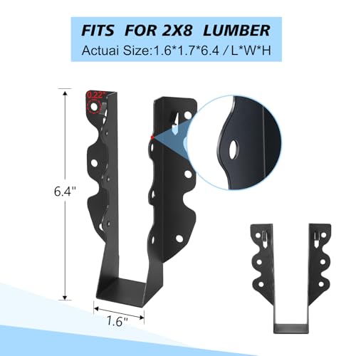32 Pcs 2"x 8" Joist Hanger|Q235B Steel Face Mount Joist Hangers - size: 32 Pcs, style: 2"x 8"