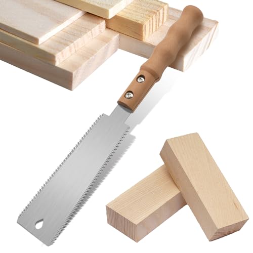 Japanese Hand Saw, 6 Inch Flush Cut Double-Sided Fine Teeth Wood Pull for Hardwood & Softwood Woodworking Trim (15/17TPI)
