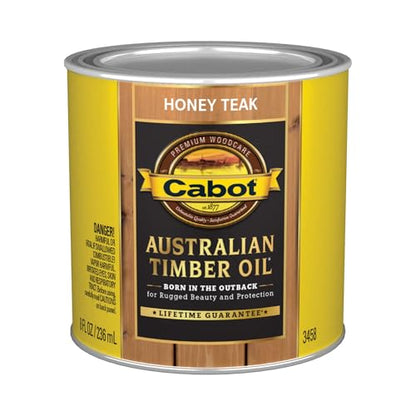 Cabot Australian Timber Oil Wood Stain and Protector, Honey Teak, 1/2 Pint