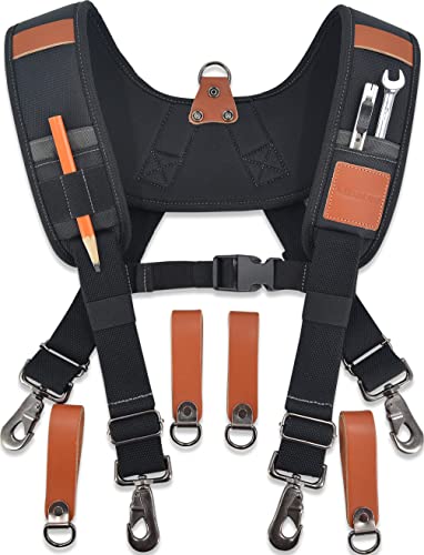 WELKINLAND Heavy-Duty Leather Tool Belt Suspenders, Carpenter Suspenders