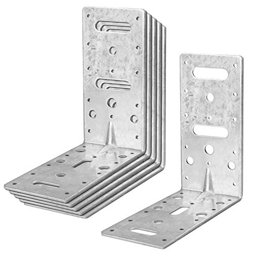 6 PCS 6" L Right Angle Bracket, Reinforcing Rib Corner Brace for Wood