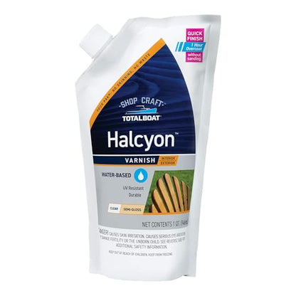 TotalBoat Halcyon Water-Based Marine Varnish for Wood - Clear Semi-Gloss Qt - color: Clear Semi-Gloss, size: Quart