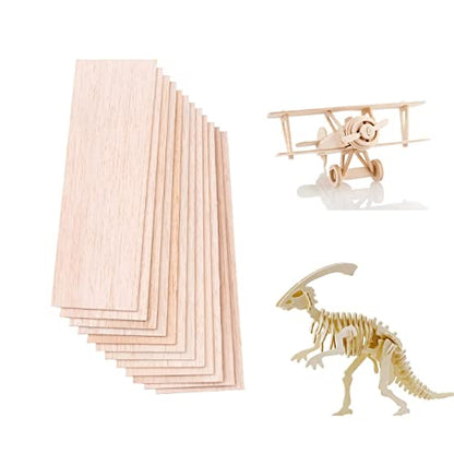 12 Pack Balsa Wood Sheets 1/16 x 4 x 12 Inch Unfinished Natural Wood - size: 12 x 4 x 1/16 inch