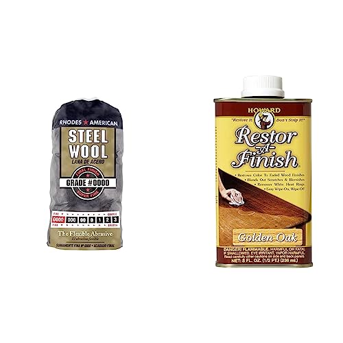Homax 10120000 Steel Wool, 12 pad, Grade #0000, Rhodes American, Final Finish & Howard Products, Golden Oak Restor-A-Finish, 8 oz - color: Steel, size: 12 Pad, style: 0000- Super Fine Grade