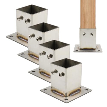 Wealrit 4 PCS Square Post Bases,1.61" Deck Post Brackets,Stainless Steel - style: 4 pcs 1.61" Silver
