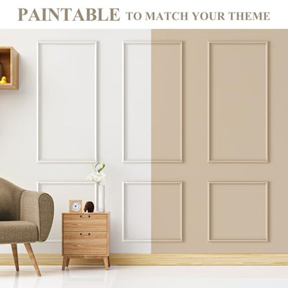 3 Sets Peel and Stick Wall Molding Kit, Premade Wainscoting Panels