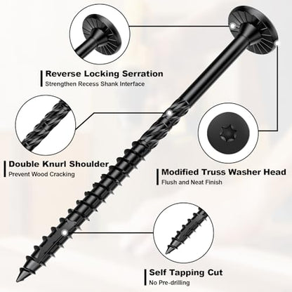 FMhotu #14 Heavy-Duty Wood Screws (4-1/2 Inch,50Pcs,Black) - color: Black, size: #14 x 4-1/2"