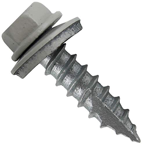 14 x 1 ABC Gray Metal Roofing Screws - Hex Washer Head- Self-Starting/Tapping - EPDM Washer. 1 x 250 Count Bag - 250 Screws - color: ABC GRAY, size: 1"