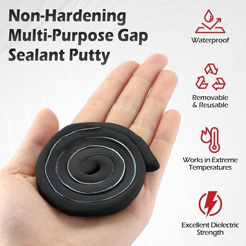 Moldable Silicone Putty Plumbers Duct Sealant Seal Clay, Black, 1 Pack - color: Black