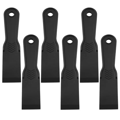 6 PCS Plastic Putty Knife Set, Flexible Black Filler Scraper Tools, Wall Scraper Accessory for Wall Repair and Patching