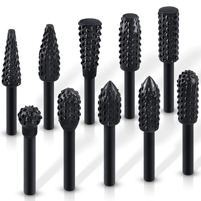 10Pcs Woodworking Twist Drill Bits, Wood Carving Rasp Drill Bits 1/4" Shank