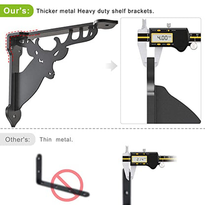 SELEWARE 2 Pack 12" Heavy Duty Shelf Brackets, Deer Decorative L Brackets - size: 12 Inch, style: Deer-2 pack