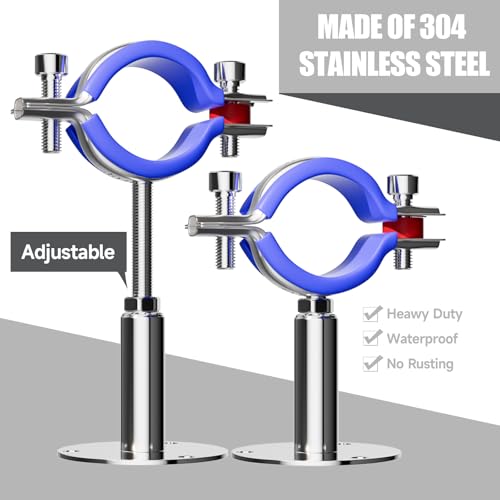2 Pack Wall Mount Ceiling Mount Pipe Supports Suitable for OD Pipe 45-48mm Adjustable Height 30-50mm Adjustable Pipe Strap Clamp with Screws Stainless Steel - color: Adjustable Height 30-50mm, style: 45mm