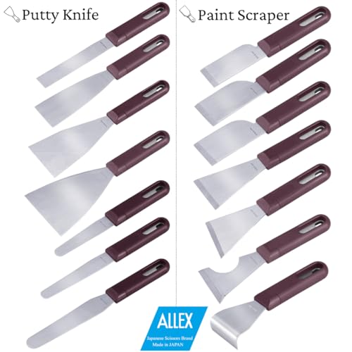 ALLEX Japanese Putty Knife 2" for Art and Paint, Flexible Japanese Stainless Steel Blade, Heavy Duty Full Tang Handle, Made in JAPAN - size: 2"