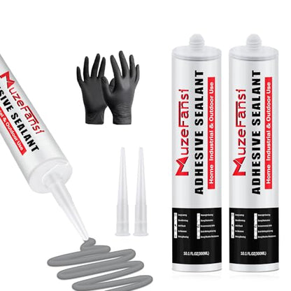 Gray Concrete Crack Filler, Self-Leveling Waterproof Sealant, Fast-Curing Flexible Cement Crack Repair, Concrete Patch (10.1 fl oz, 2 Pack)