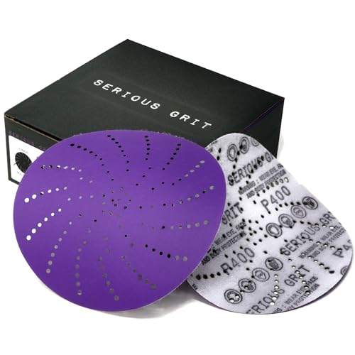 Serious Grit - 6-Inch P400 Grit Ceramic Multi-Hole Sanding Discs - 50 Pack - size: 400 Grit