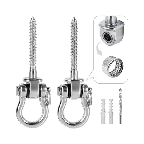 Helffer 2 Pack Heavy Duty Swing Hangers with Needle Bearings - Extra Thick 304 Stainless Steel Swing Sets Brackets, 1500LBS Quiet Swing Hardware for Wood & Concrete, Punching Bag, Hammock Chair