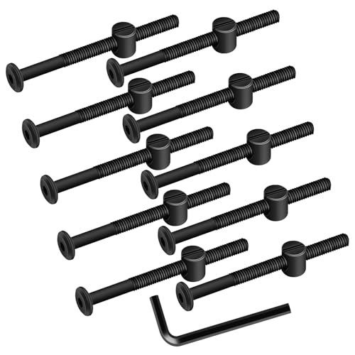 M6 x 75mm Black Flat Head Socket Head Screw Furniture Bolts and Barrel Nuts, with Allen Wrench Perfect for Furniture, 10 Sets - color: Black, size: M6 x 75mm