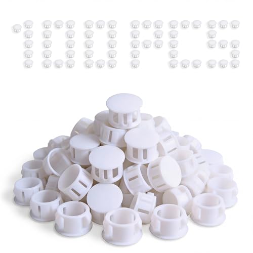 Novabright 100 Pcs 5/8" Plastic Plugs for Patio Cover Fence Deck, White