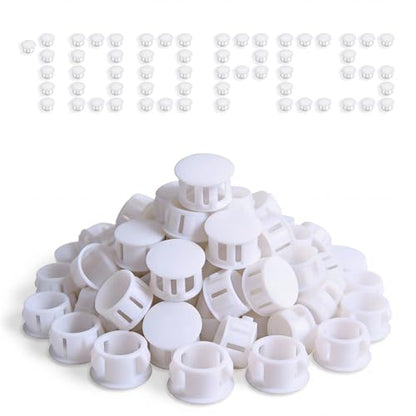 Novabright 100 Pcs 5/8" Plastic Plugs for Patio Cover Fence Deck, White
