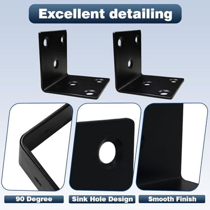 25PCS L Brackets, 2.6" 304 Stainless Steel Brackets, Black - size: 25PCS-2.6'' L Brackets