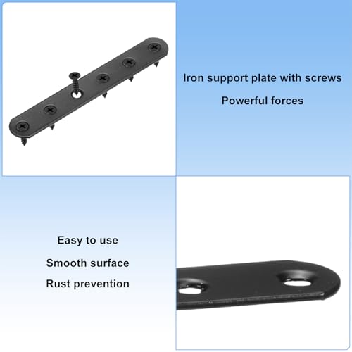 M METERXITY 10-Pack Flat Straight Brackets 4.53x0.71in, Black - color: Black, size: 115mm