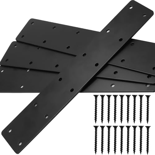 4PCS 11.8"x3" Straight Steel Flat Plate, Black - size: 4 PCS