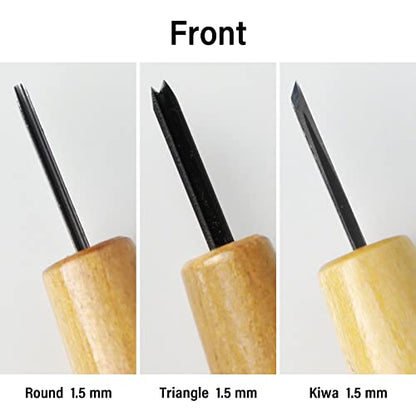 Wazakura 3PCS Bonsai Chisel Kit with Round Gouge, Single Bevel Skewed