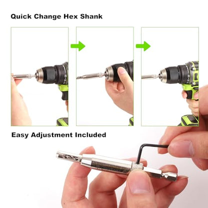 Self Centering Hinge Drill Bit Set, VIX Bits, 3PCS HSS Hex Shank
