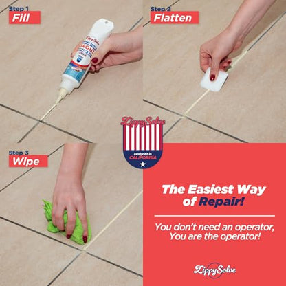 ZippySolve Tile Grout Repair Kit, Refresh Tile, Grout Sealer (8.8oz, Ivory) - color: Ivory