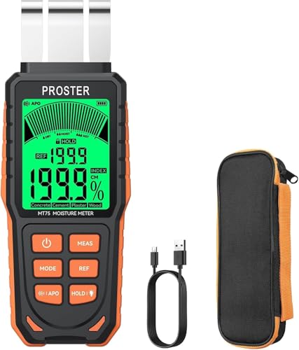 Proster Rechargeable Moisture Meter - 5 Modes Pinless 40mm Depth